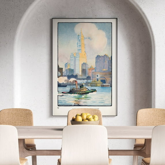 The Woolworth Building from the Ferry - 1914 | Rachael Robinson Elmer | Premium Fine Art Print | 20th Century American | Impressionism | Architecture