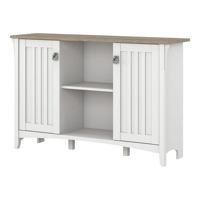 Salinas Accent Storage Cabinet with Doors in White and Gray - Engineered Wood