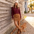 thumbnail image 6 of Dwellite Women Long Sleeve Sweater Waffle Oversized Pullover Tops Casual Loose Henley Blouses for Fall Winter Wine XL, 6 of 9