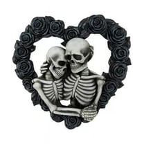 New Fashion Black Gothic Roses Garland Halloween Skeleton Wreath Heart-shaped Lovers Hugging Together Forever Skull For Halloween Decoration