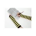 thumbnail image 5 of INSPIRE CHIC Women's Fingerless Gloves Printed Elbow Length Knitted Arm Warmers Yellow Black Wide Stripes, 5 of 6