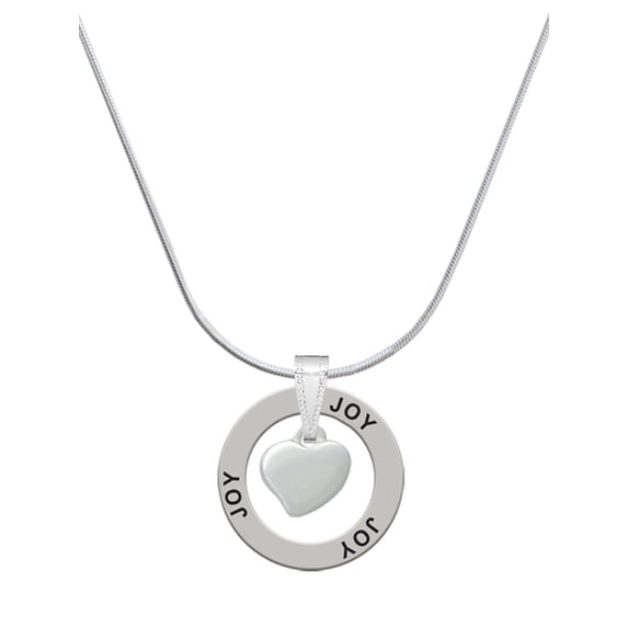 Delight Jewelry Silvertone Small 2-D Puffy Heart Joy Ring Charm Necklace, 18"