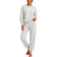 thumbnail image 5 of Stralyhd Two Piece Set Womens Vacation Long Sleeve Outfits 2026 Fall Jogger Sweatsuit Fleece Fashion Casual Lounge Sets Light Gray XXL, 5 of 5
