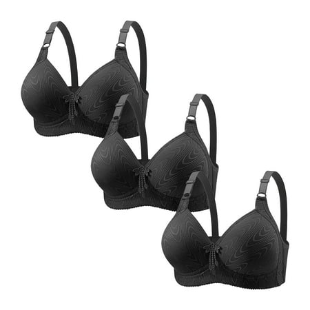 Audhol Support Bras for Women Bras for Women No Underwire Adjustable Bras Full Coverage Support Bralette Plus Size Everyday Bra Pack of 3 Everyday Bras for Women Black L