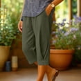 thumbnail image 6 of VBVC Women's Cotton-Linen Capri Pants,Twist Hem Casual Trousers For Women,Ladies Lightweight Summer Travel Capris with Pockets,Army Green,S-2XL, 6 of 6