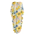 thumbnail image 7 of XYZCANDO Kaftan Dresses for Women V Neck Batwing Sleeves Swimsuit Coverup Oversized Beach Cover Ups Loungewear Maxi Dress Yellow Flowers Hawaiian Robe for Vacation & Outdoor, 7 of 7