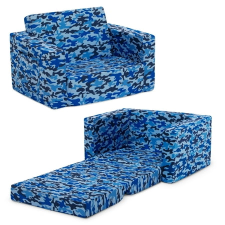UPC: 0080213105952 | Delta Children Cozee Flip-Out Chair – 2-in-1 Convertible Chair to Lounger for Kids Blue Camo