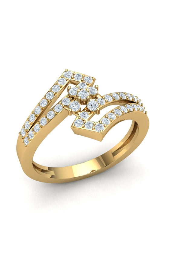 Genuine 2ct Round Cut Diamond Prong Fancy Engagement Bridal Right Hand Ring Solid 14K Gold GH SI2