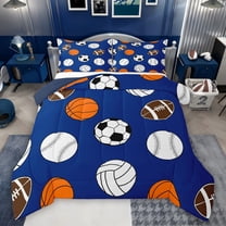 Feelyou Baseball Football Teen Queen Comforter Set, Ball Sport Gaming Bedding Set, 3pcs
