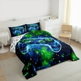 thumbnail image 3 of jejeloiu Game Console Queen Comforter Set,Gamer Gaming Bedding Sets,Green Blue Geometric Bedding Comforter Set For Boys,Breathable Bedroom Decorative Reversible,3-Piece, 3 of 8