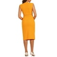 thumbnail image 4 of INSPIRE CHIC Women's Sheath Dress Sleeveless V Neck Wear-to-Work Belt Pencil Dresses M Bright Orange, 4 of 6