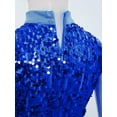 thumbnail image 7 of Doomiva Girls Lyrical Praise Dance Dress Sparky Sequin Sleeveless Asymmetrical Liturgical Worship Tunic Overlay Blue 12, 7 of 7