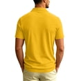 thumbnail image 6 of Men's Textured Knit Polo Shirt Summer Short Sleeve Vacation Button Beach Knit Breathable Stretchy Golf Shirts Yellow, 6 of 6