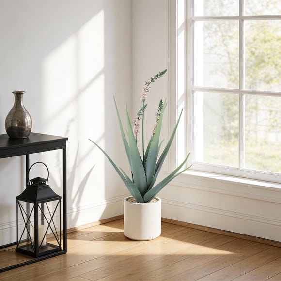 Artificial Aloe Vera Plant 40 inch, Faux Potted Aloe Tree with Realistic Look, Indoor Outdoor Floor Decor for Home Office Patio