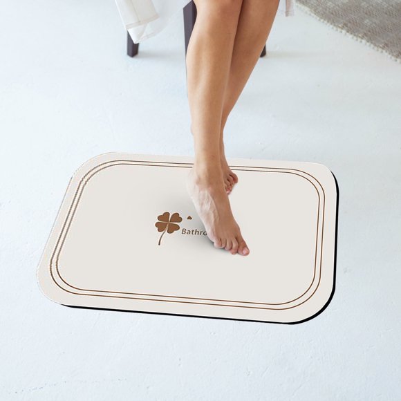 Avtoify Household Bathroom Mat-bathroom Water Absorption Entrance Door Mat- Toilet Quick Drying Diatomaceous Earth Mat Beige