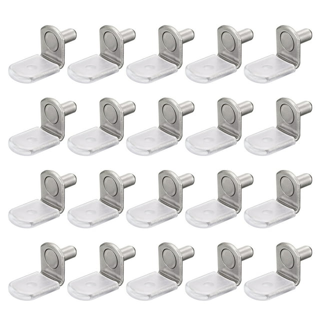 Uxcell 25Pcs Soportes de Estante en Forma de L con Manga de Goma Tono Plateado 0.2