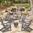 thumbnail image 2 of UHOMEPRO Folding Adirondack Chair Set of 4, Outdoor Weather Resistant Patio Lawn Chair, Wooden Fire Pit Chair for Outside Deck Garden Backyard Balcony, Patio Furniture Set Lounge Chairs, Gray A, 2 of 8