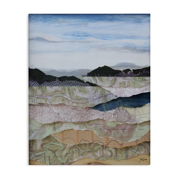 Stupell Industries Modern Map Collage Landscape Canvas Art, 24 x 30, by Stacy Gresell