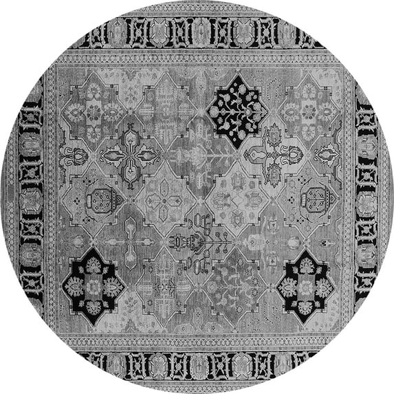 Ahgly Company Indoor Round Oriental Gray Industrial Area Rugs, 8' Round