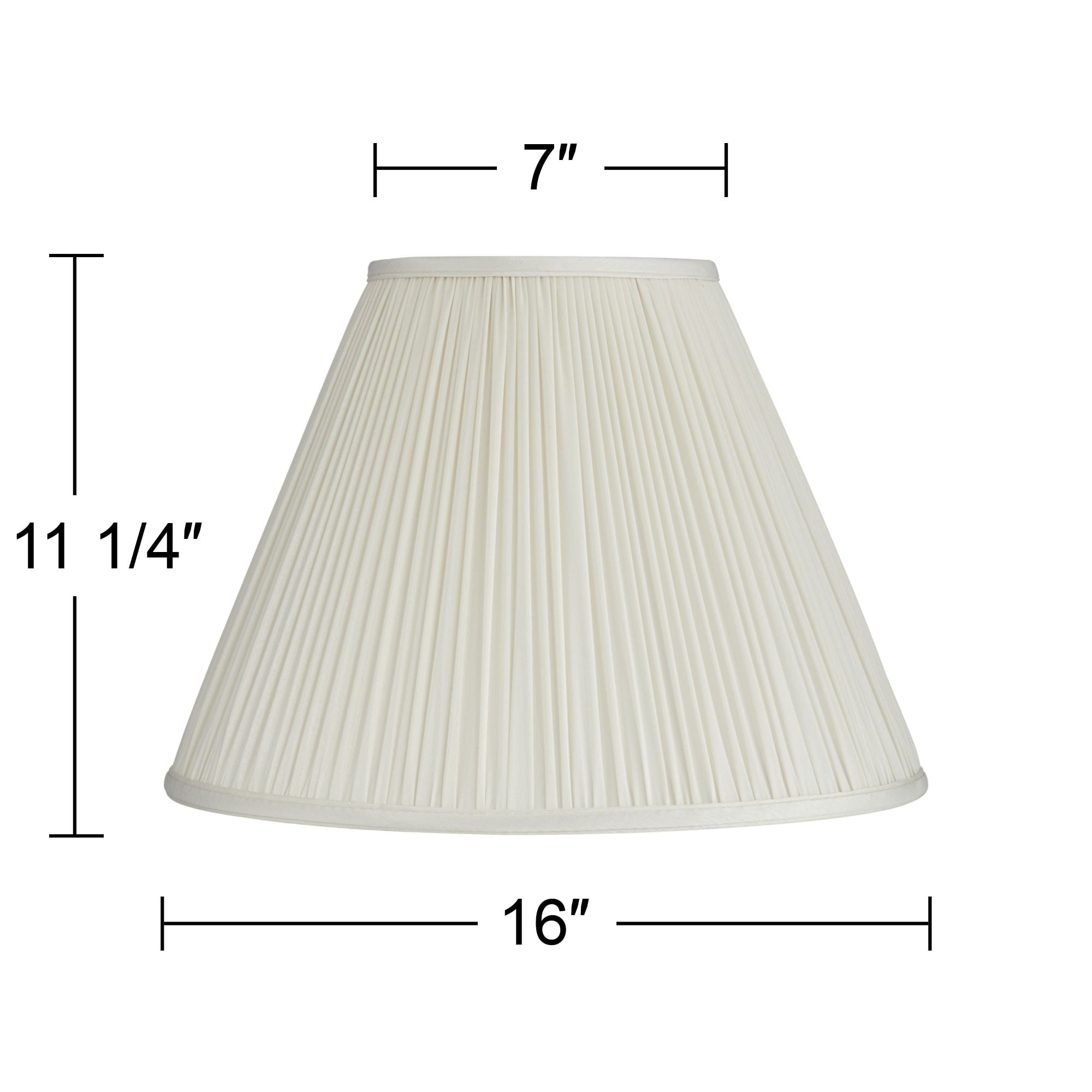 Springcrest Set of 2 Pleated Empire Lamp Shades Beige Medium 7" Top x 16" Bottom x 11.25" High Spider with Harp and Finial Fitting