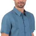 thumbnail image 5 of Camisa Guayabera Manga Corta 100% Lino Color Azul Oscuro Chico, 5 of 5