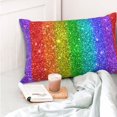 thumbnail image 4 of Pofeuu Glitter Rainbow Print Polyester Microfiber Plush Pillowcases, Super Soft and Cozy Pillow Case Covers with Envelop Closure（Pillow core not included）-16"x24", 4 of 6