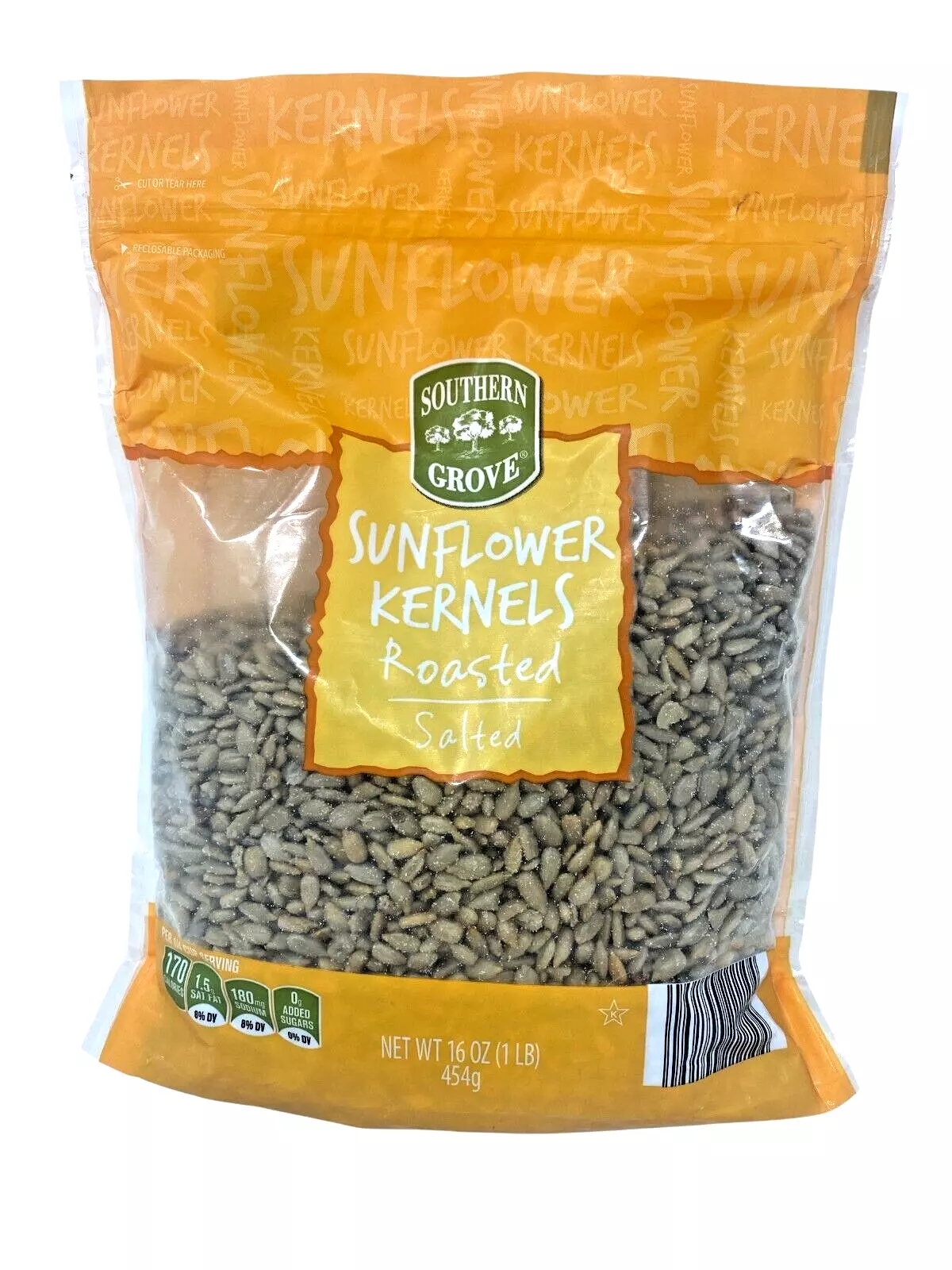 Southern Grove Sunflower Kernels, Roasted & Salted, 16 oz (1 lb) Resealable Bag, Healthy Snack Pack of 3
