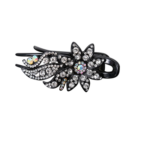CXHEGBEJ Retro Shiny Rhinestone Hairpin For Women, Flower Leaf Hair Claws Decorative Hair Clips, Elegent Ponytail Headwear Hair Styling Shiny Barrettes Hair Accessories