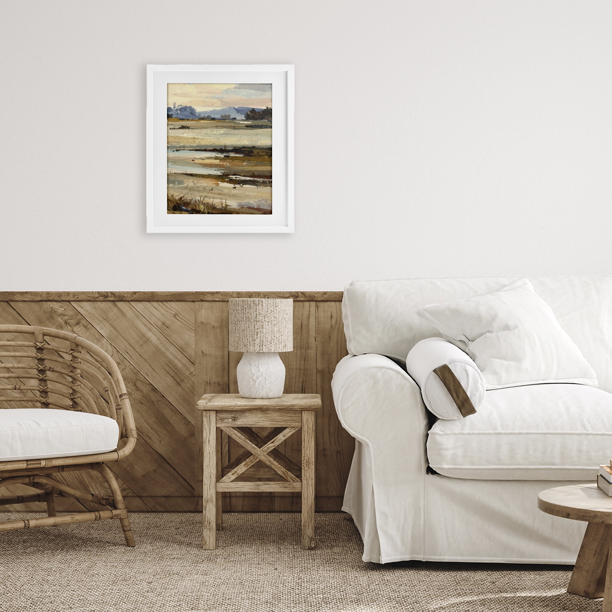 Stupell Industries Distant Horizon Portrayal White Framed Print Under Glass, design by Alonza Saunders