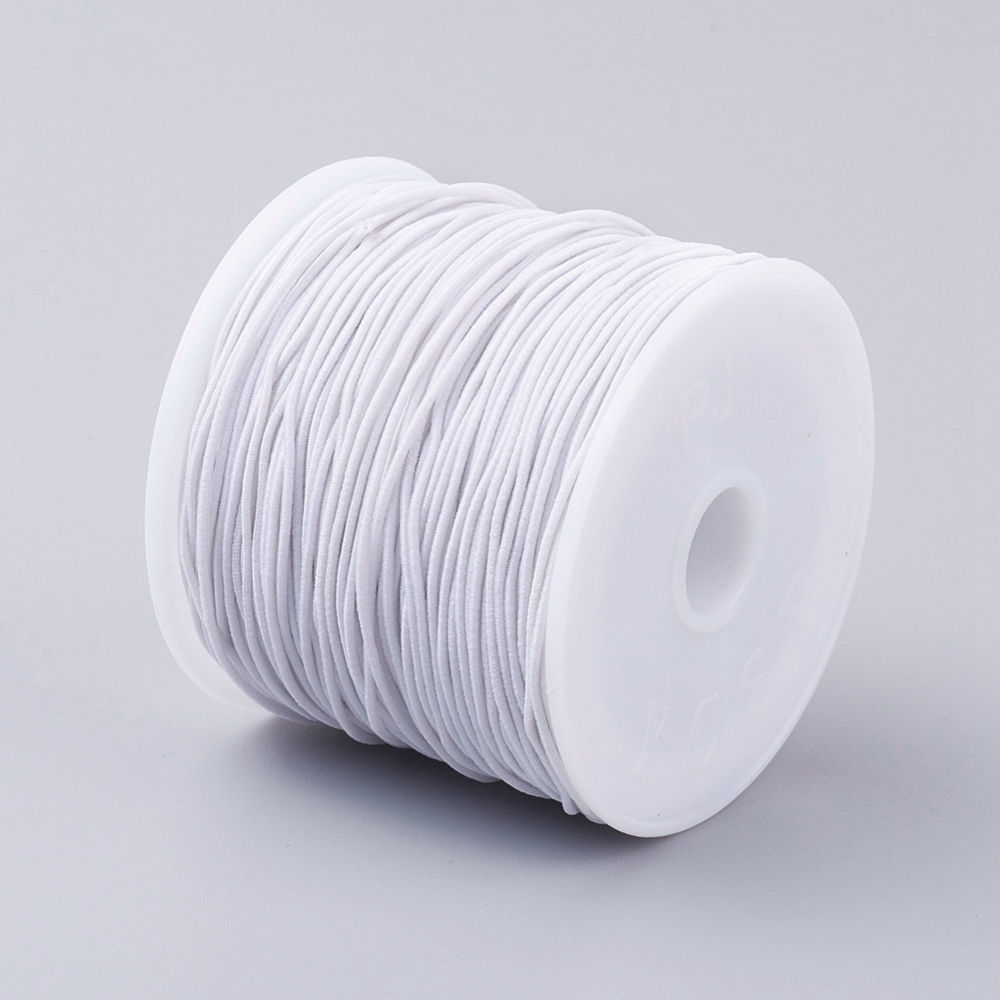 Elastic Cords Stretchy String for Bracelets Necklaces Jewelry Making White 1mm about 19.68~21.87 yards(18~20m)/roll DIY