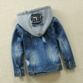 thumbnail image 5 of FINALGANG Boys Jean Jacket Warm Patchwork Long Sleeve Hooded Zip Up Denim Coat With Pockets Boys Versatile Climbing Hiking Cycling Jacket,Blue,100, 5 of 9