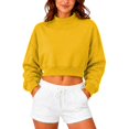 thumbnail image 4 of Womens Mock Neck Sweatshirts Long Sleeve Loose Fit Cropped Shirts Casual Soft Trendy Shirts Basic Tees Cute Y2K Fashion Pullover Top Tunics 2026 Fall Outfits women's clothing Yellow XXL, 4 of 9