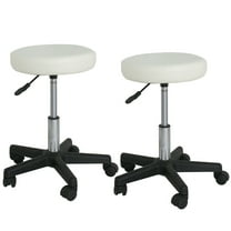 ZenStyle Modern Adjustable Rolling Hydraulic Massage Stool, White (Set of 2)