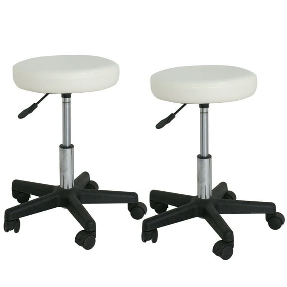 ZenStyle Modern Adjustable Rolling Hydraulic Massage Stool, White (Set of 2)