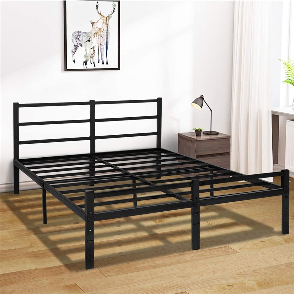 14 Inch Full Size Metal Bed Frame With, How To Put Together A Metal Bed Frame Full Size