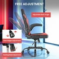 thumbnail image 6 of QRKD Ergonomic Gaming Chair with Adjustable PU Leather Seat, Flip-Up Armrests, and Swivel Design, Perfect for Home Office, Gaming, or Entertainment – Ideal for Adults, Kids, and Gamers, Red/Black, 6 of 8