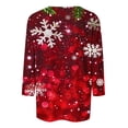 thumbnail image 4 of asdoklhq Christmas Shirts for Women Christmas Glitter Print Round Neck 3/4 Sleeve T-Shirt Top Red 2X, 4 of 5
