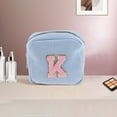 thumbnail image 5 of Unique Bargains 1 Pc Letter K Pattern Makeup Bag for Travel Blue Corduroy, 5 of 5