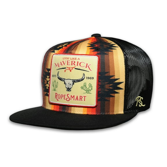 RopeSmart Desert Gold Maverick Patch Red West Trucker Cap