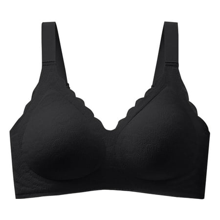 Mrasaso Clearance Items! Workout Sets for Women Women Nylon Bra Fashion Women s Solid Color Leaf Pattern Wireless Fixed Cup UnderwearComfortable Daily Bra(1pc Underwear) Black|4XL