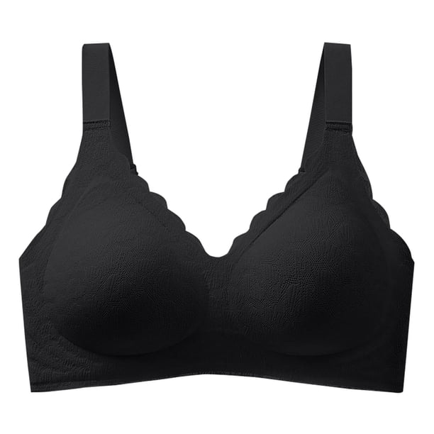 Puntoco Sujetadores cómodos para mujer, ropa interior de copa fija sin aros con estampado de hojas de color liso para mujer, sujetador diario
