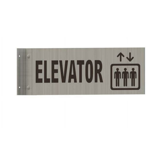 Elevator -Two-Sided/Double Sided Projecting, Corridor and Hallway Sign (Aluminum, Silver, 4x12 Inch)-The Hallway Line(ref062022)