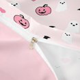 thumbnail image 4 of Homewish Girly Cute Halloween Ghost Bedding,Pumpkin Bat Heart Print Duvet Cover Full,Light Pink Black,Pink Reversible,3-Piece,1 Duvet Cover and 2 Pillowcases, 4 of 6