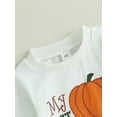 thumbnail image 5 of Jxzom Newborn Baby Girl Boy My First Halloween Outfit Pumpkin Letter Print Long Sleeve Jumpsuits Romper Fall Winter Bodysuits with Hat, 5 of 8