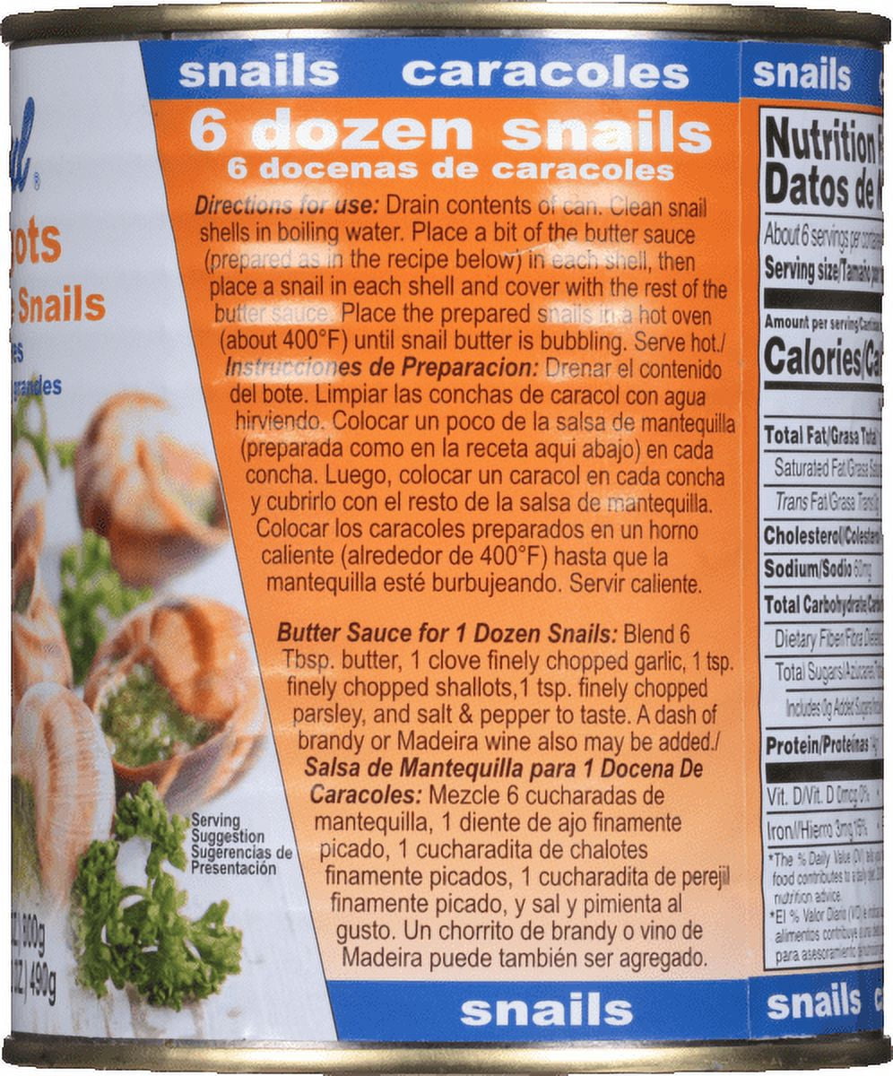 (6 pack) Roland Consul Escargot Snails, Extra Large, 28 oz. Can