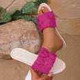 thumbnail image 2 of KIJBLAE Women's Color Block Flat Slide Sandals, Open Toe Non Slip Casual Slippers Summer Beach Vacation Outdoor Daily Wear Hot Pink 43, 2 of 9