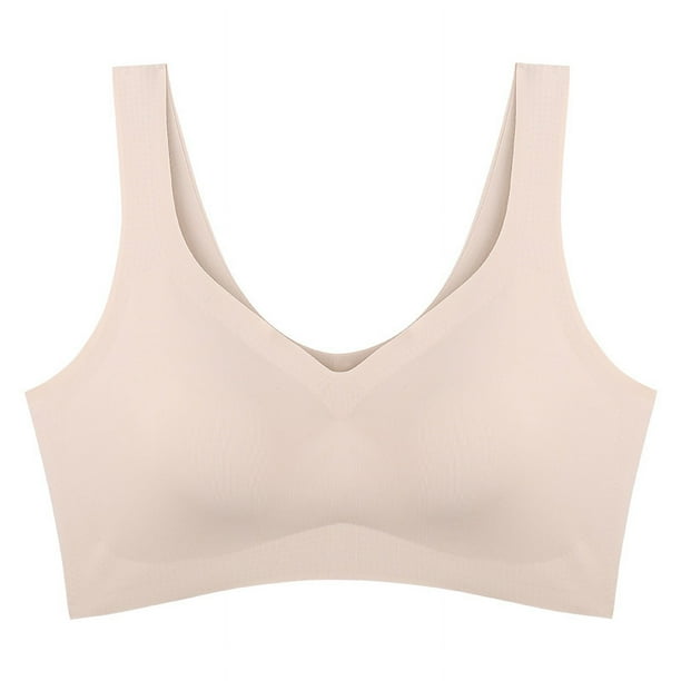Ropa interior de cuatro generaciones para mujer, chaleco con escote en V profundo, sujetador fino sin costuras para dormir deportivo de una sola capa
