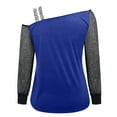 thumbnail image 5 of XIUH Women Fashion Print Cold Shoulder T Shirt Mesh Long Sleeve Spliced Blouse Tops Womens Blouses And Tops Casual 2023 Blue XXL, 5 of 5