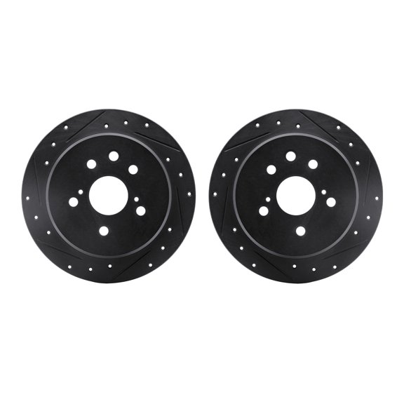 Dynamic Friction Company Rear Brake Rotors-Drilled and Slotted-Black 8002-75028