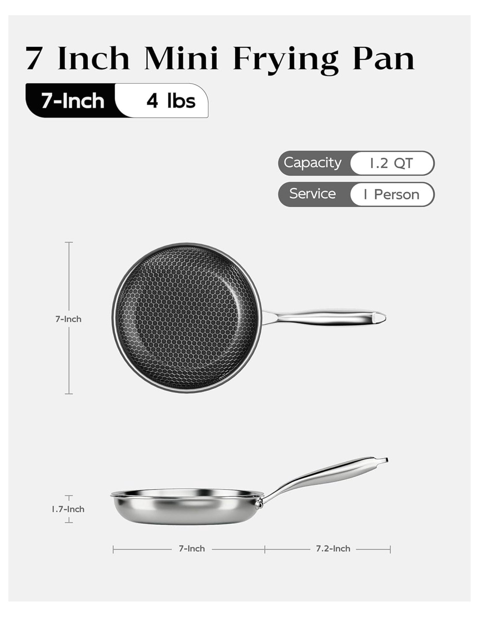 Honeycomb Stainless Steel Nonstick Frying Pan, Induction Cooktop Compatible Skillet, -Free Scratch-Proof, Dishwasher & Oven Safe, Stay-Cool Handle, Silver Kitchen Cookware